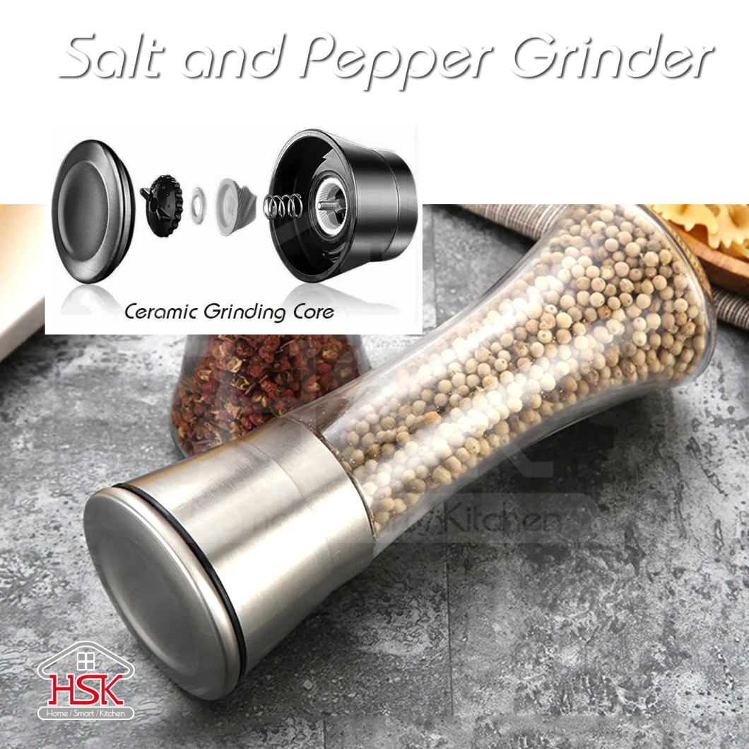 Manual Glass Bottle Spice Shaker Salt Pepper Grinder