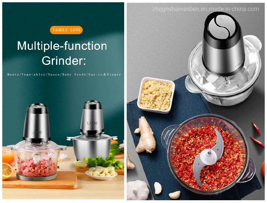 2 Speeds Stainless Steel Electric Mincer Food Cutting Yam Pounder Machine Vegetable Quiet Automatic Meat Grinder for Fruits Nuts